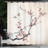 Ambesonne Nature Shower Curtain 69" W x 70" L, Burgundy Black Flowers Buds Birds Art Painting Effect, Cloth Fabric Bath