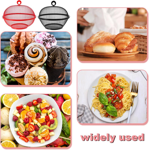 MAQUITA 2 Pcs Summer Mesh Fruit Basket with Lid, Protective Countertop Wire Fruit Bowl for Kitchen