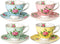 BTaT- Floral Tea Cups and Saucers, Set of 4, 8 oz, Fine