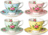 BTaT- Floral Tea Cups and Saucers, Set of 4, 8 oz, Fine