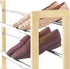 3 Whitmor Tier Expandable Shoe Rack -Stackable - Natural Wood and Chrome