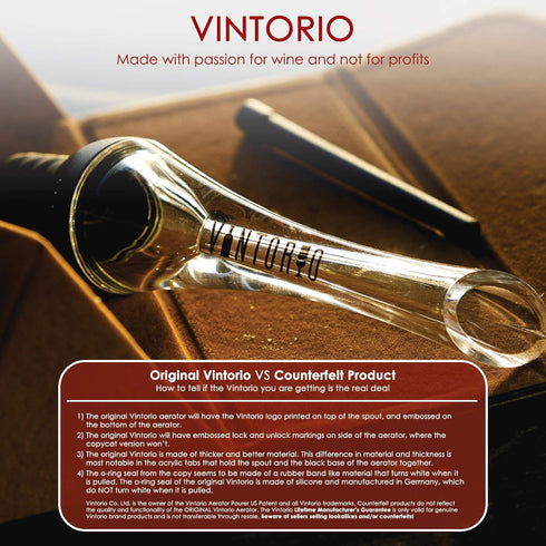 Vintorio Wine Aerator Pourer, Premium Aerating Pourer and Decanter Spout, Black