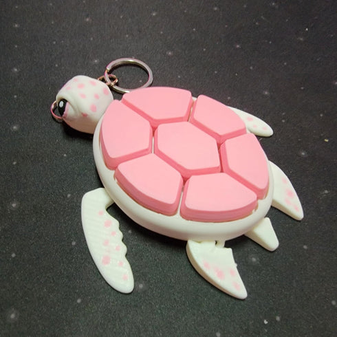 Articulating Sea Turtle Fidget Keychain Charm (White/Pink) - Sensory Fun