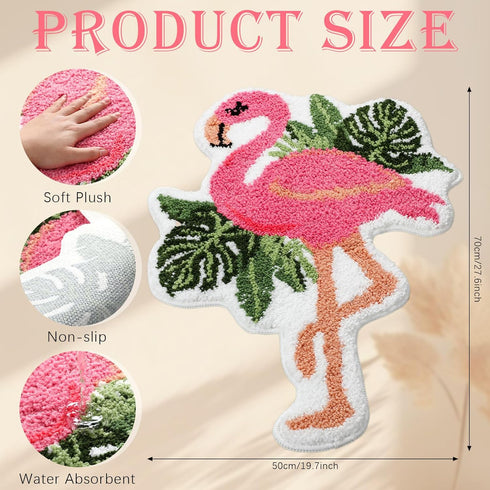 Ceenna Flamingo Bath Mat, Pink Non Slip Rugs for Bathroom Kitchen Indoor Outdoor, 27.56 x 19.69 Inches