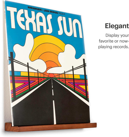 Vinyl Record Wall Mount - 3 Elegant Display Ledges Made from Solid Wood for Records of Any Size (Brown)