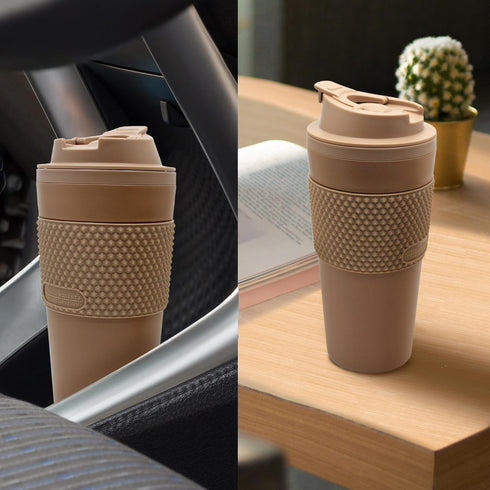 Stephan Roberts 16 oz Set (2 Pack) Coffee Tumbler Insulated Double Wall Travel Mug with Leak Proof Lid, Cup Holder
