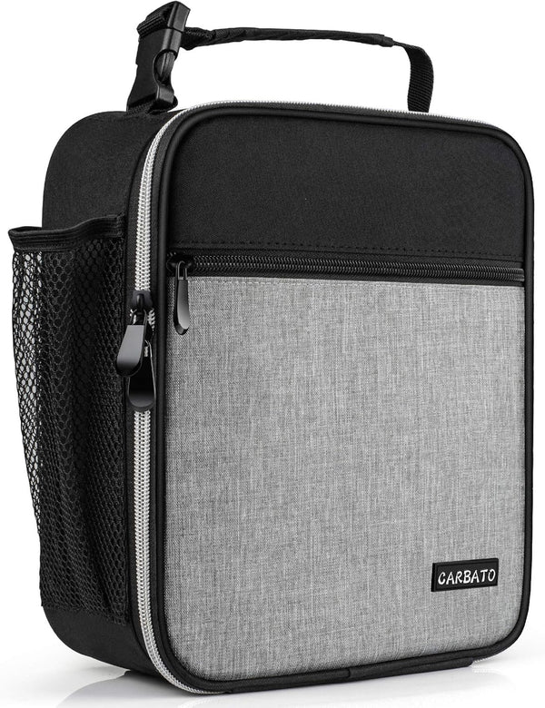 Durable Insulated Lunch Bag - Reusable Tote Bag for Men, Women, Adults, Black Gray