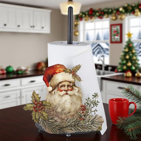 MorningRo Countertop 3D Christmas Paper Towel Holder Retro Santa Kitchen Decor and Accessories Black Metal Farmhouse