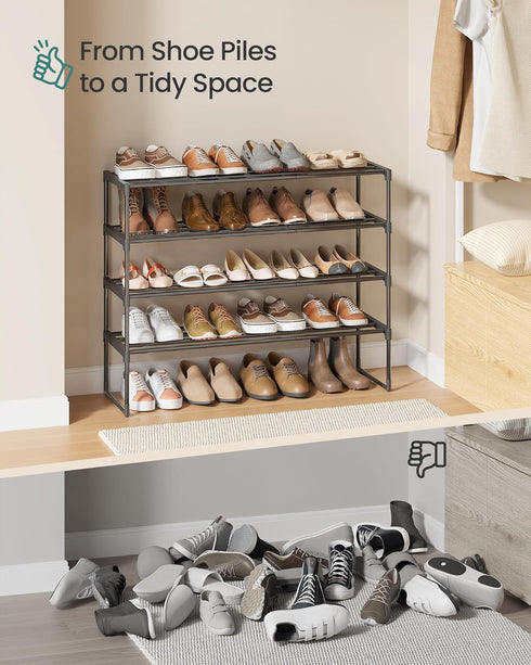 4-Tier 20-25 11.8 36.2 29.1 Inches, ULSA14BK SONGMICS Shoe Rack, Shoe Organizer, Metal Storage Shelf, Upright or Upside