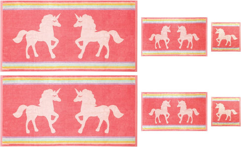 ORIGINAL KIDS 6 Piece Unicorn Towel Set - 100% Cotton Terry Jacquard 2 Bath