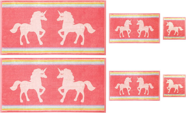 ORIGINAL KIDS 6 Piece Unicorn Towel Set - 100% Cotton Terry Jacquard 2 Bath