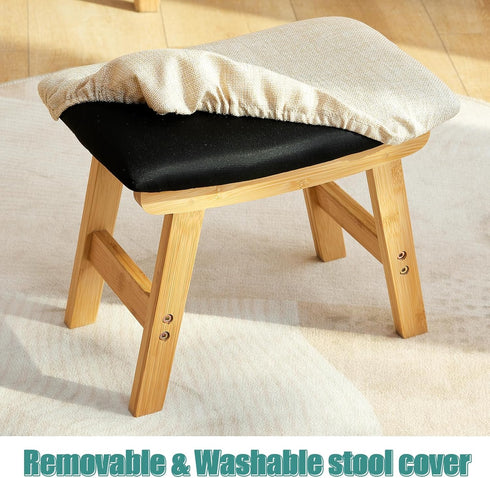 viewcare Pruple Foot Stools Ottoman, Purple Small Soft Footrest Ottoman with Wood Legs, Sofa Footrest Extra Seating