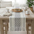 14x72 Inches Grey Table Runner with Tassel Gray & Cream Checks Geometric Design , Woven Washable Heavy Dresser Scarf
