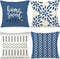 YCOLL 18x18 Pillow Covers Set of 4 - Modern Outdoor Linen Fabric Throw Pillow Case for Couch Bed Car, Light Blue