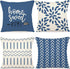YCOLL 18x18 Pillow Covers Set of 4 - Modern Outdoor Linen Fabric Throw Pillow Case for Couch Bed Car, Light Blue