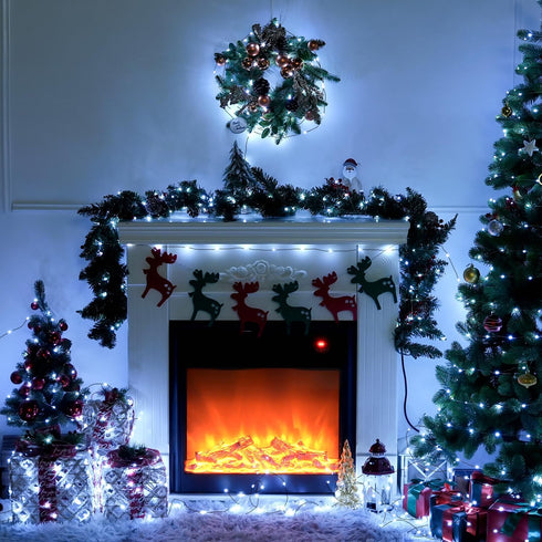 33ft 100LED JMEXSUSS White Fairy Lights Battery Operated, Green Copper Wires Christmas Lights with Remot, Twinkle Fairy