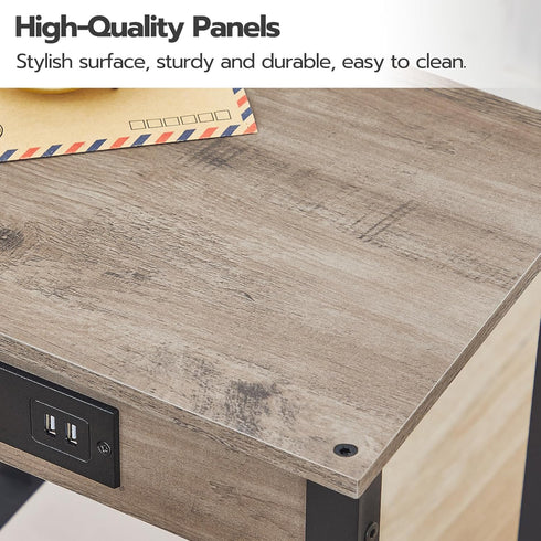 BG91UBZ01 HOOBRO Side Table with Charging Station, End Table with USB Ports and Outlet, Nightstand with Storage Shelf