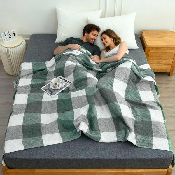 4-Layer Muslin 100% Cotton Blanket, Fluffy Breathable Soft Bed Blankets for Couch,