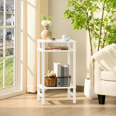 3-Tier YUFAM Side Table End Table Tall Night Stand for Living Room Bedroom Bathroom Office Furniture White