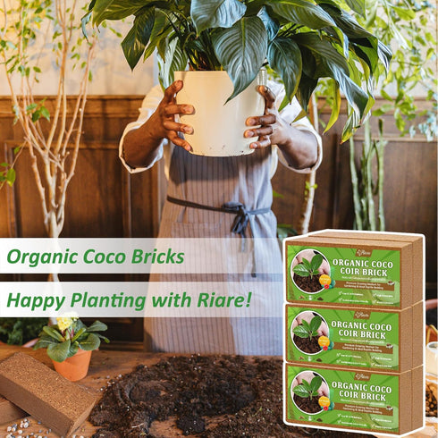 6pcs 100% Riare Organic Coco Coir Bricks Soil Blocks- Natural Compressed Coco Peat Brick Coconut Fiber Substrate