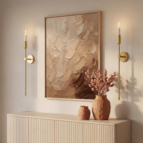 Lumpro 27-inch Set 2, Large Wall Candle Sconces with Remote Controlled Flameless LED Taper Candles, of Wall Mounted