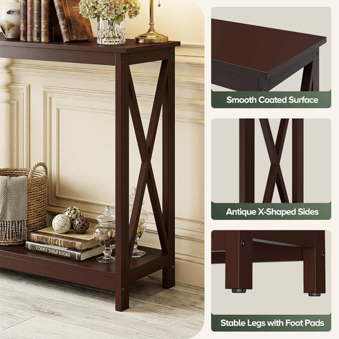 2-Tier ZENY Console Table, Entryway Table, Narrow Sofa Table with Shelves, Entrance Table for Living Room, Hallway