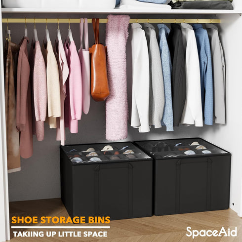 Closet, 2 Pack 16-32 SpaceAid Shoe Organizer for Foldable Shoe Storage Containers Baskets Boxes Bins w/Adjustable