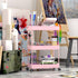 SPACEKEEPER Rolling Storage Cart, 3 Tier Bathroom Organizer, Mobile Shelving Unit for Office, Kitchen, Bathroom, Pink