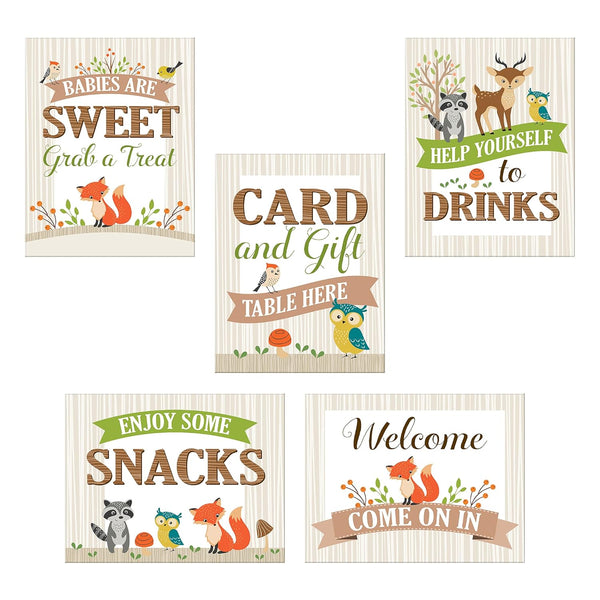 Lillian Rose 5 Piece Woodland Baby Shower Decor Signs