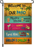 Welcome To Our Patio Garden Flag, 12.5x18" Summer Party Decorations for Outdoor Beach Bar Pub Porch Decor