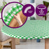 Sorfey Round Tablecloth, Fitted Elastic Vinyl with Flannel Back, 30 Inches Round, Waterproof Checked Green Design