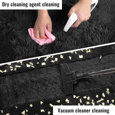 5x7, PAGISOFE Black Fluffy Shag Area Rugs for Bedroom Soft Fuzzy Shaggy Machine Washable Rugs for Living Room,Plush