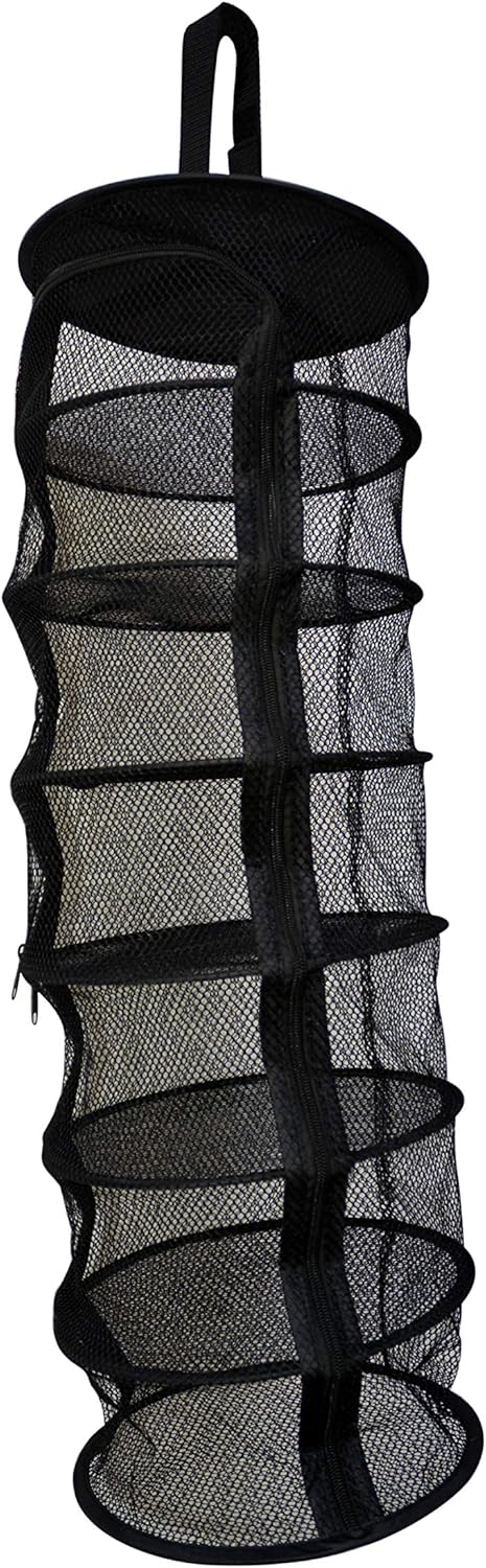 Natural Buy 9 Inch 7 Indoor/Closet Level Micro Hanging Dry Net Drying Rack for Herbs, Organizer, Freshner - Black Mash