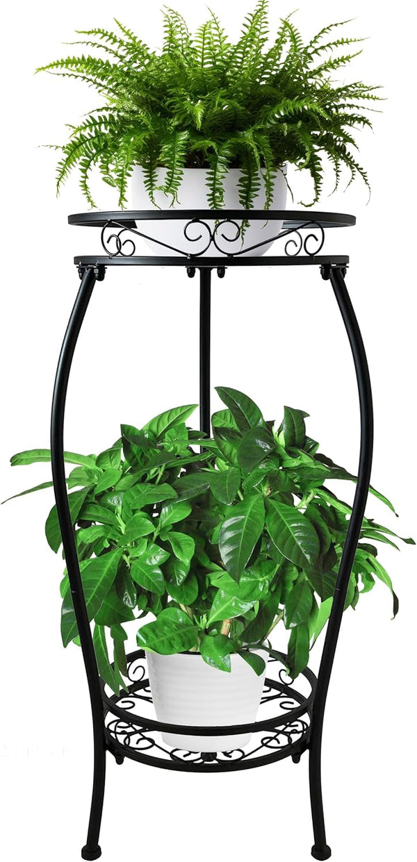 CASIMR 2 Tier Plant Stand Indoor Outdoor, 26.6" Tall Metal Potted Holder