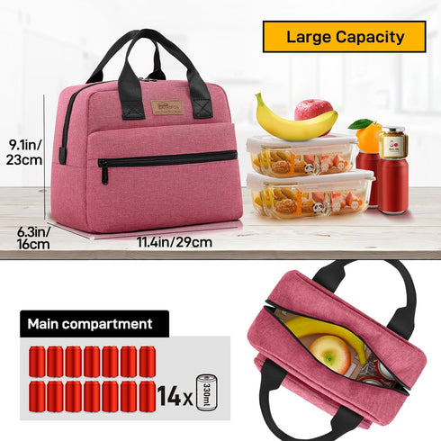 HOMESPON Insulated Lunch Bag for Women Men, Cooler Lunch Tote for Work Picnic (Rose)