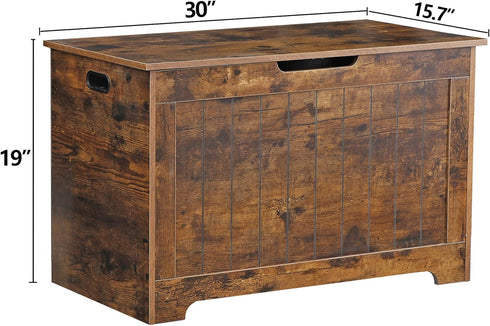 Nouva 30 Inches Wooden Storage Chest Storage Box Large Entryway Bench with Safety Hinges for Living Room Bedroom