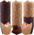 Aodaer 240 Pieces Mini Tulip Baking Cups Muffin Liners for Wedding, Birthday, Baby Shower, Brown, Natural