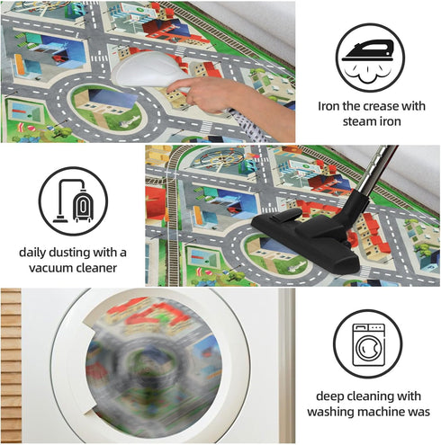 JinKune 48'' 71' Large Kids Carpet Play Mat Rug for Playroom, x Car Rugs Mat for Kids Toy Cars, City Life with Road