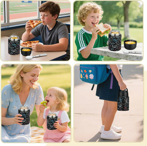 16oz Spoon(3+) Soup Thermo for Hot Food Kids Insulated Food Jar Leakproof Thermo Lunch Container for Kids Wide-Mouth