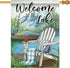 Welcome To The Lake Adirondack Chair Decorative House Flag, Spring Summer Lakehouse Boat Garden Yard Decor 28 x 40