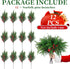 12Pcs Christmas Norfolk Pine Stems with Red Berries, Real Touch Artificial Norfolk Pine Branches for Vase,DIY Crafts