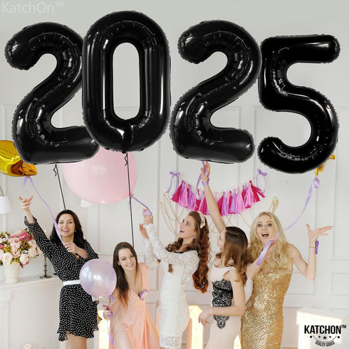 KatchOn Huge Black 2025 Balloons Number, 42 Inch Graduation Balloons, Foil Decorations for Class of 2025