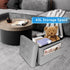 17 Inches Ottoman with Storage Foot Stool, Folding Storage Ottomans, Leather Upholstered Ottoman Foot Rest with Side
