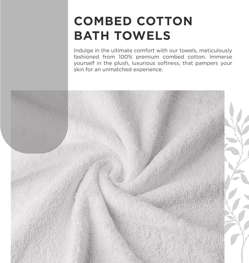 600 100% Set 4, 4 Pack 4 GSM Cotton Bath Towels, White, of Highly Absorbent, Plush, Soft, Quick Dry, Pieces Combed