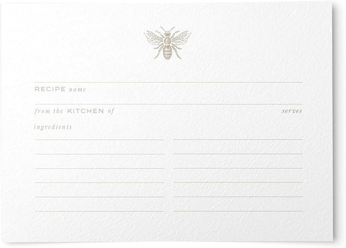 Gold Bee Recipe Cards from Dashleigh: 48 Water-Resistant, Double-Sided Cards, 4x6 inches
