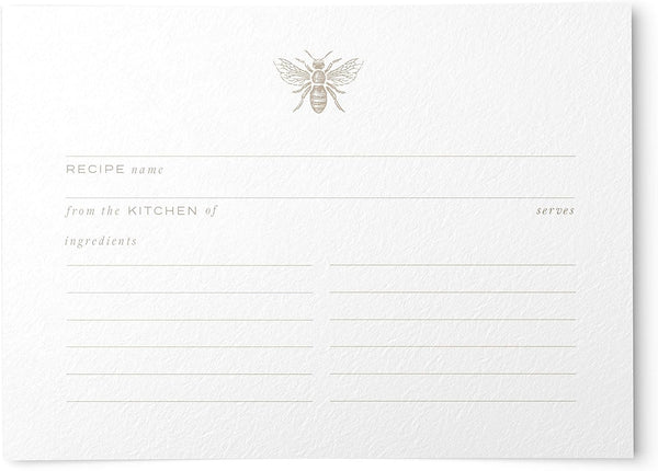 Gold Bee Recipe Cards from Dashleigh: 48 Water-Resistant, Double-Sided Cards, 4x6 inches