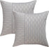Kevin Textile Grey and Beige Farmhouse Striped Patchwork Linen Decorative Throw Pillows