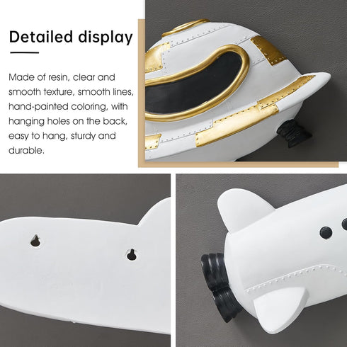 3Pcs 3D FJS Rocket Spaceship Outer Space Wall Decor, Cute Wall Sculptures for Boys Room Decor, Astronaut Galaxy Nursery