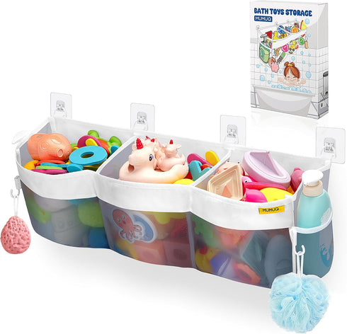 3 Bath Toy Organizer Compartment Bath Toy Storage Bag Shower Caddy Quick Access Bathtub Toys Holder Baby Shower Games