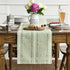 13x72 Inch Artoid Mode Sage Green Rustic Cotton Linen Table Runner, Seasonal Embroidered Hollow Kitchen Dining Table